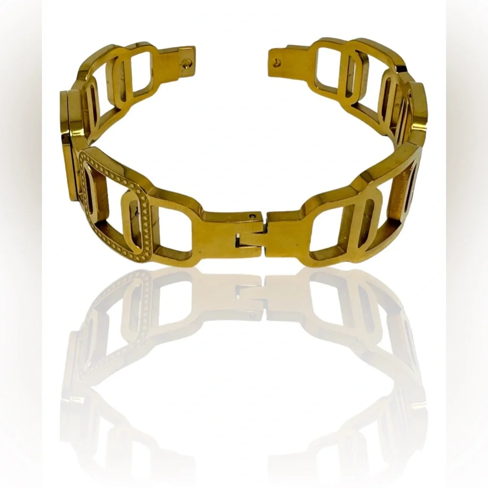 🛍️SALE🛍️ Stainless Steel Gold Color Plated Bangle / Handcuff Bracelet - Picture 6 of 7